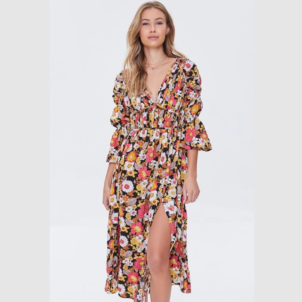 Floral Print Bell Sleeve Dress
